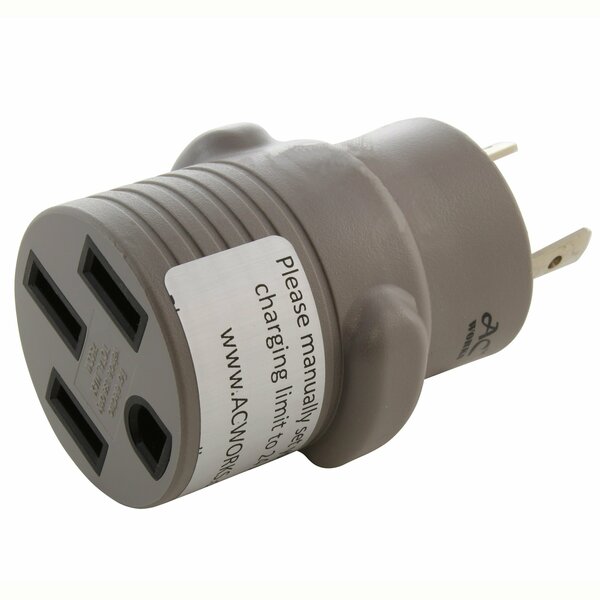 Ac Works EV Charging Adapter NEMA L6-30P 30A 250V Plug to 50A EV Adapter for Tesla EVL630SS